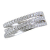 Diamond Crossover Band Ring Three Offset Rows in Platinum 1 Carat