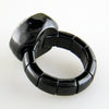 Roberto Demeglio Dama Elastic Stretch Large Ring in Black Shiny Ceramic with Round Diamonds