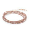 Pink Mink Moonstone Beaded Wrap Bracelet & Necklace 34" B098G-MINKMOON