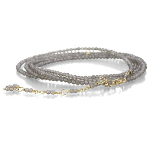 Grey Slate Moonstone Beaded Wrap Bracelet & Necklace 34"
