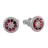 S. Kashi Ruby & Diamond Round Halo Cluster Stud Earrings 14K White Gold