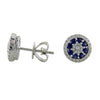 S. Kashi Sapphire & Diamond Round Halo Cluster Stud Earrings 14K White Gold