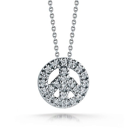 Hope Large Peace Sign Newport Necklace in 14k Gold