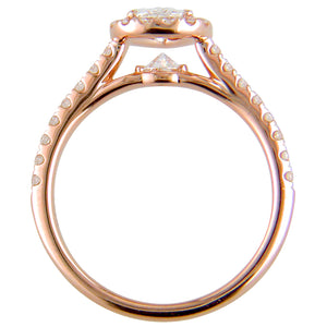 Pear Shape Brilliant 3/4 Carat Diamond 18K Rose Gold Point of Love Engagement Ring