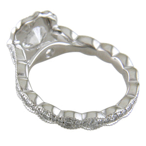 Round Brilliant 1 Carat Diamond Scalloped Platinum Point of Love Engagement Ring