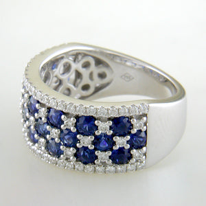 S Kashi Sapphire & Diamond Wide Right Hand Cocktail Ring 18K