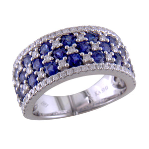 S Kashi Sapphire & Diamond Wide Right Hand Cocktail Ring 18K