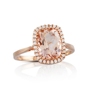 Doves 18K Rose Gold North/South Morganite Ring with Diamond Halo LB271MG-1