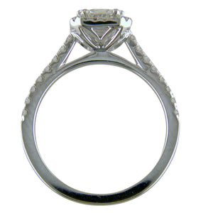 Emerald Cut Diamond Halo White Gold Engagement Ring