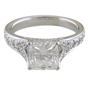 Cushion Modified Brilliant 1.70 Carat Diamond Platinum Custom Split Shank Engagement Ring