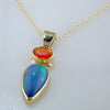 Ethiopian Opal, Pear Shape & Red Fire Opal Necklace Pendant
