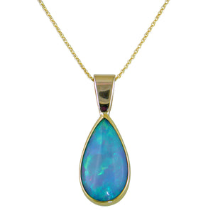 Ethiopian Opal Pear Shpe Necklace Pendant 22K & 14K Gold