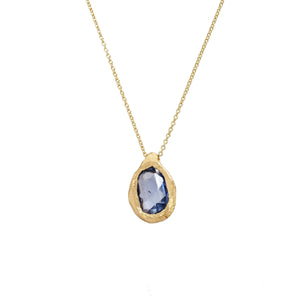 Freeform Blue Sapphire Handmade Pendant Necklace