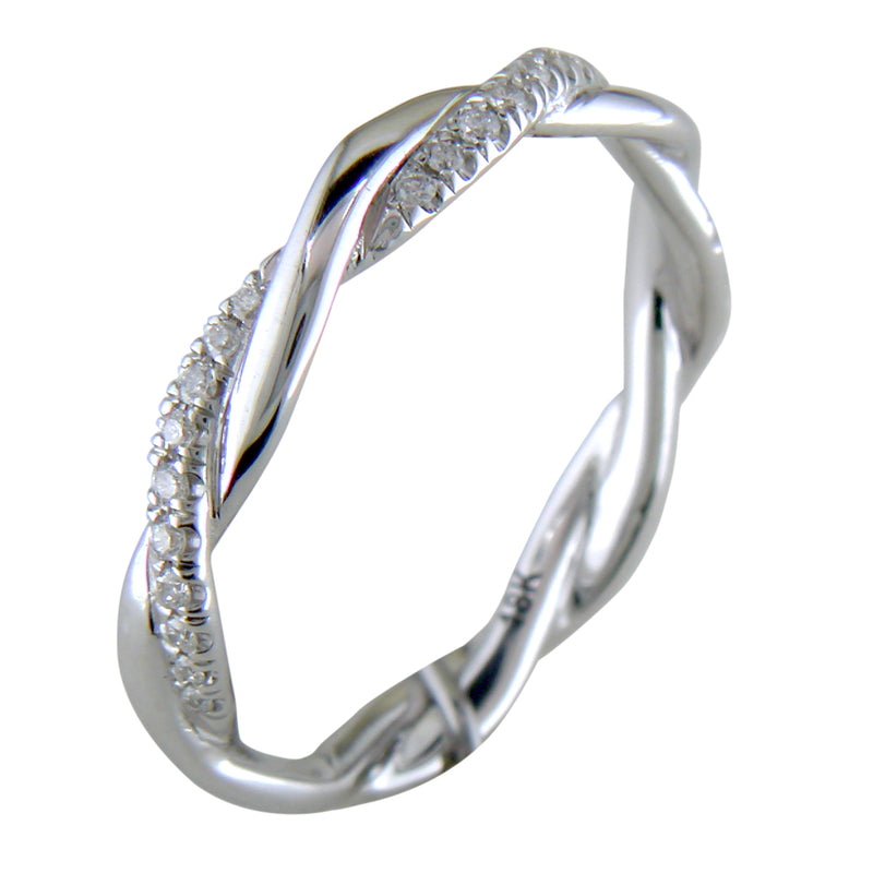 Custom Design Braided Diamond Eternity Band White Gold Ring