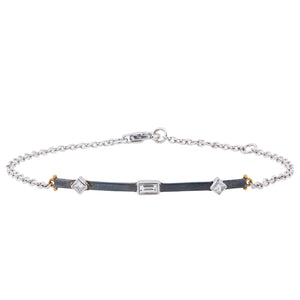 Lika Behar "Chained" Bracelet Oxidized Silver with Fancy Diamonds