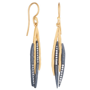 Lika Behar "Zebra" Oxidized Silver & 24K Gold Diamond Earrings