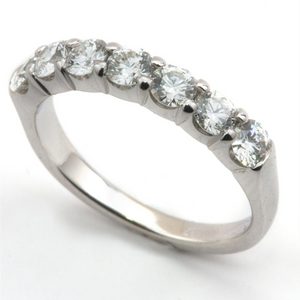 Seven Stone Diamond Wedding Band Prong Set Ring 1.00 Carats 18K