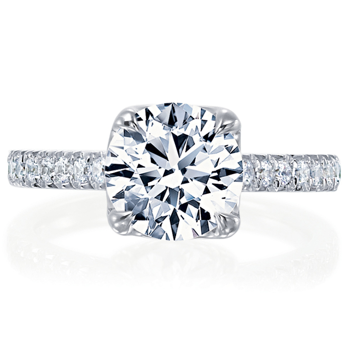 Mirabeau Round Diamond Platinum Pave Engagement Ring 2 Carat Center