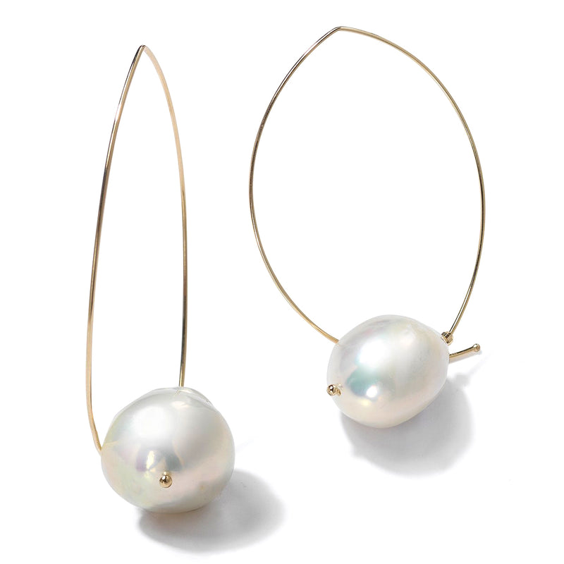 Mizuki Sea of Beauty Floating Pearl Open Marquise Earrings