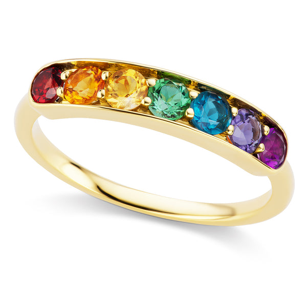 Jane Taylor Cirque Half Eternity Band with Rainbow Gemstones