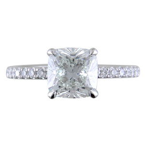 Cushion Brilliant Cut Diamond Platinum Engagement Ring