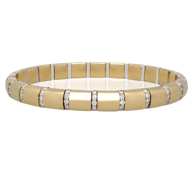 Roberto Demeglio Pura Oro Yellow Gold Bracelet with Eternity Diamond Bars