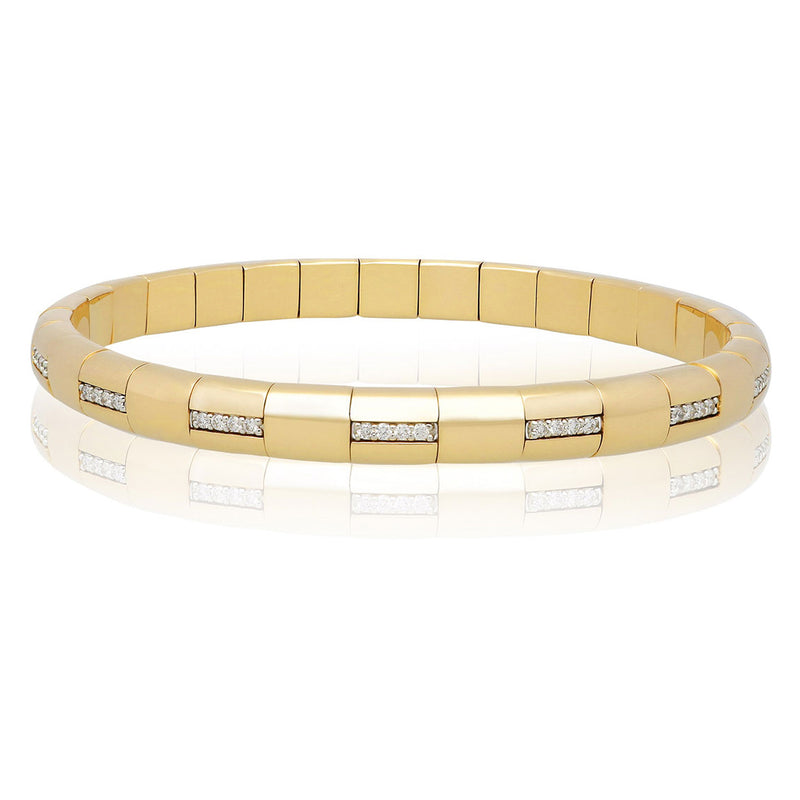 Roberto Demeglio Pura Oro Bracelet Eternity Style Horizontal Diamond Bars Yellow Gold