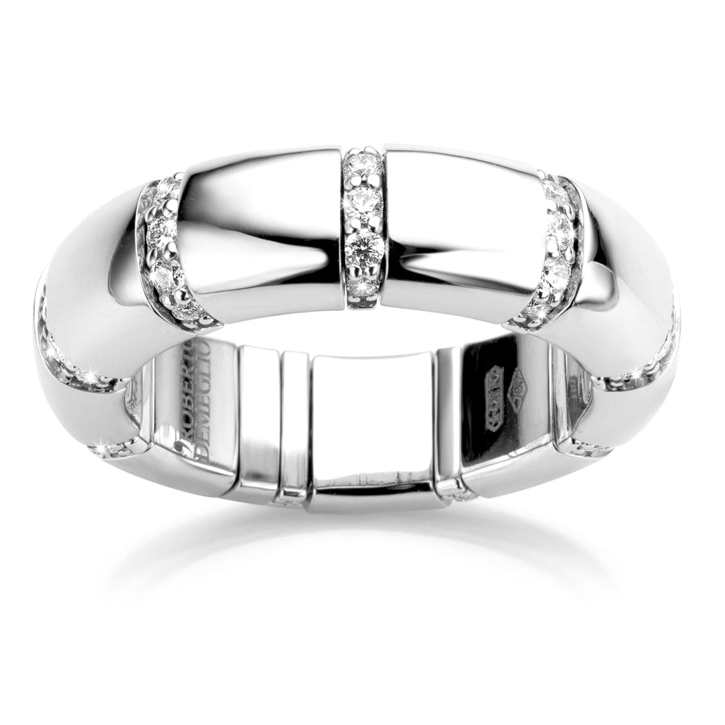 Chanel Diamond Ceramic Wide Flex Ring Contemporary