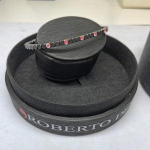 Roberto Demeglio Dado 18K Rose Gold Ceramic Five Pink Sapphire Bracelet