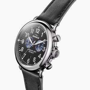 Shinola 47MM Black & Blue Runwell Chronograph Watch S0120109242