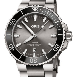 Oris Aquis Date Grey Dial Titanium Case & Bracelet 43.5mm Watch