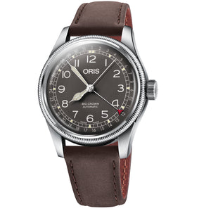Oris Big Crown Pointer Date Black Dial 40mm Steel & Brown Leather Watch