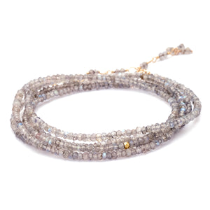 Anne Sportun Labradorite Beaded Wrap Bracelet & Necklace 34" B098G-LAB