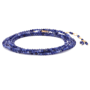 Anne Sportun Sodalite Blue Beaded Wrap Bracelet & Necklace 34" B098G-SOD