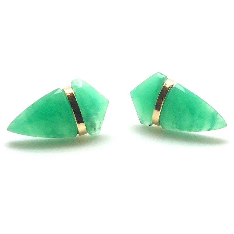 Page Sargisson Large Kite Green Chrysoprase Handmade Stud Earrings