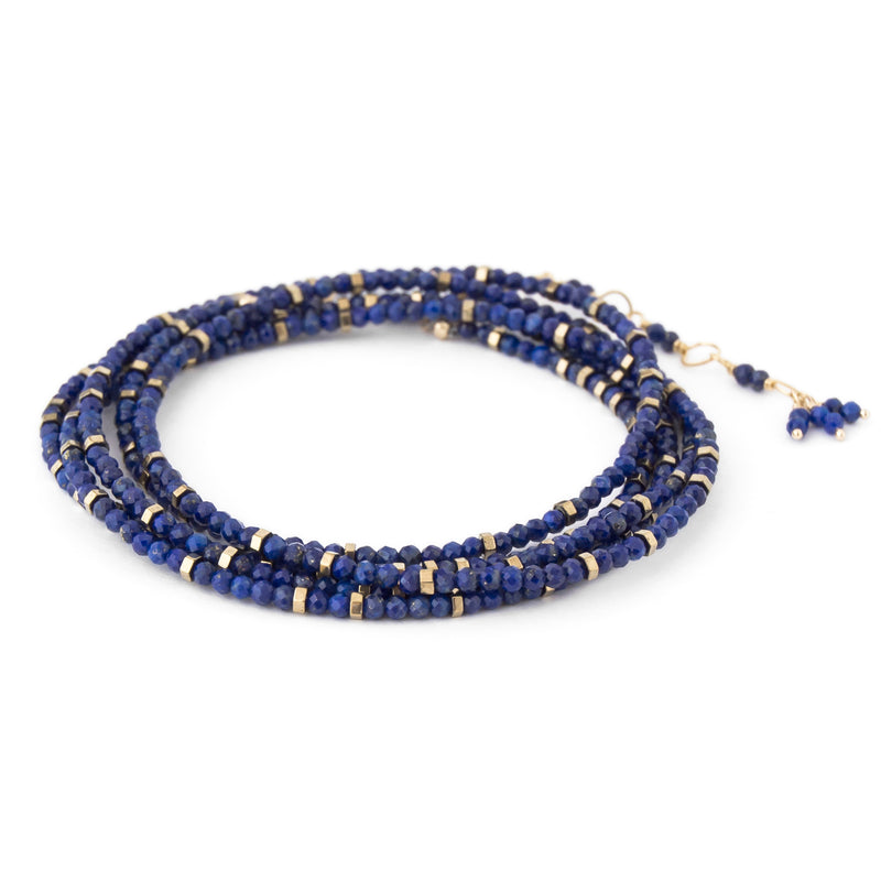 Anne Sportun Blue Lapis Beaded Confetti Wrap Bracelet & Necklace 34