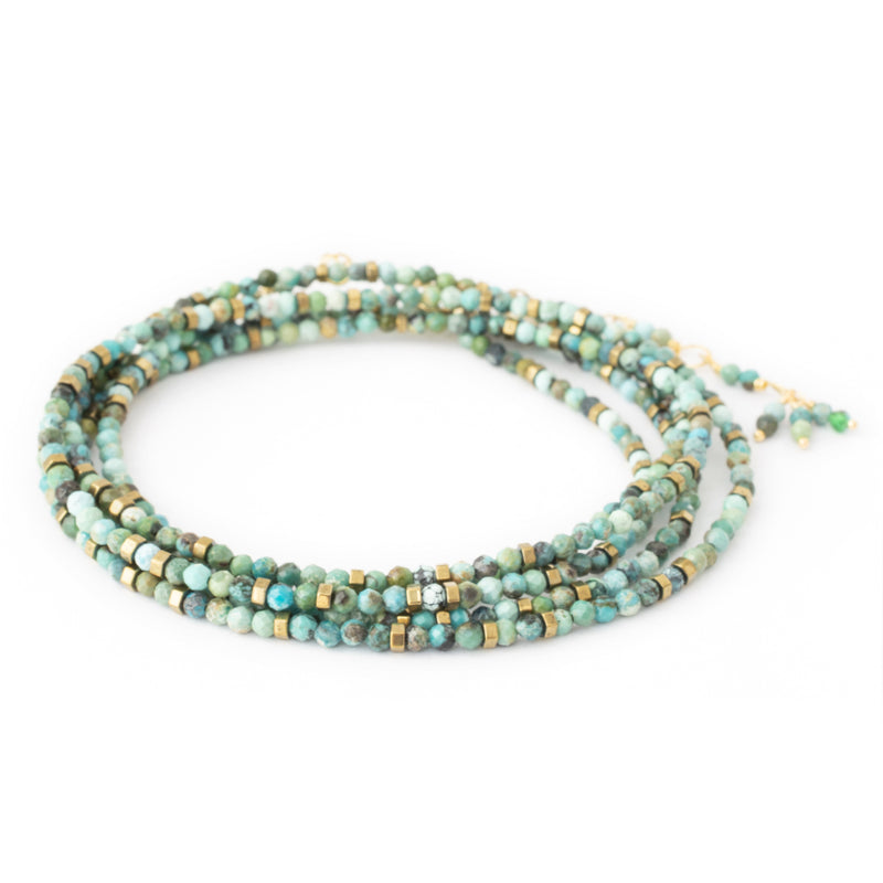 Anne Sportun Turquoise & Pyrite Beaded Confetti Wrap Bracelet & Necklace 34