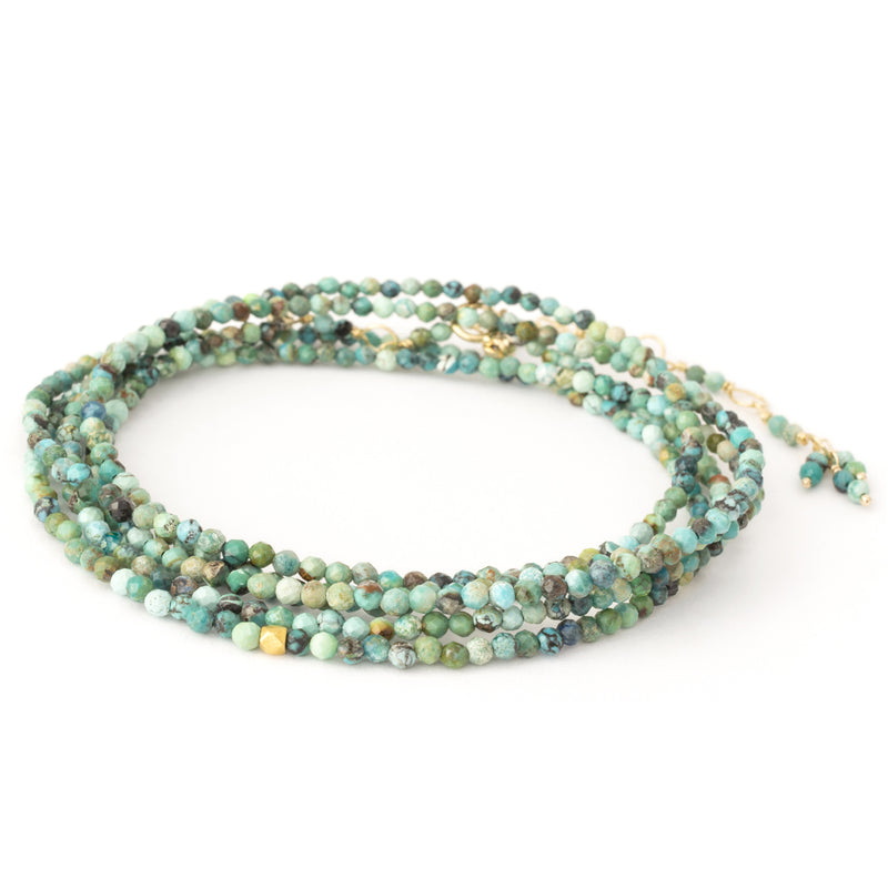 Anne Sportun Turquoise Confetti Beaded Wrap Bracelet & Necklace 34"
