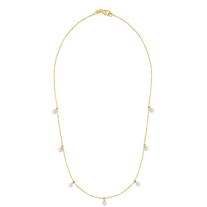 18K Yellow Gold 7 Station Hanging Diamond by the Yard Necklace
