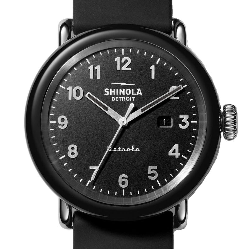 Shinola 43MM Model D Detrola All Black Quartz Watch Strap S0120161970