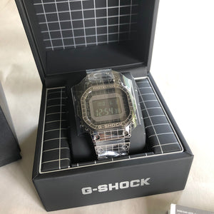 CASIO G-Shock Full Metal Square GMW-B5000CS-1 Laser Etched Grid Solar Watch box