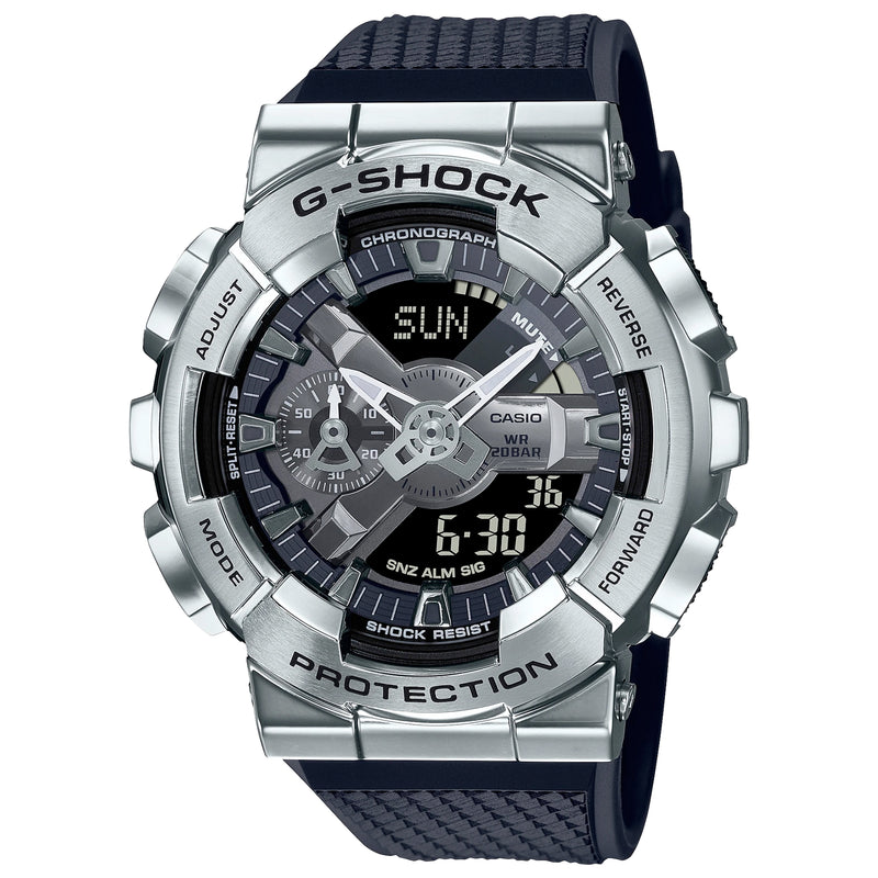 Casio G-Shock GM110G-1A Silver Steel Metal Bezel Black GM110Casio G-Shock GM110G-1A Silver Steel Metal Bezel Black GM110