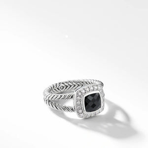 Pre-Owned David Yurman 12MM Petite Albion Black Onyx Ring with Diamonds