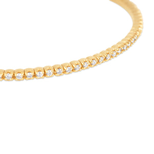 14k Yellow Gold Diamond Eternity Flexible Semi-Stiff Tennis Bracelet Bangle