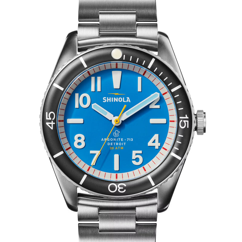 Shinola 42MM The Duck Bermuda Blue Steel Bracelet Watch S0120218978