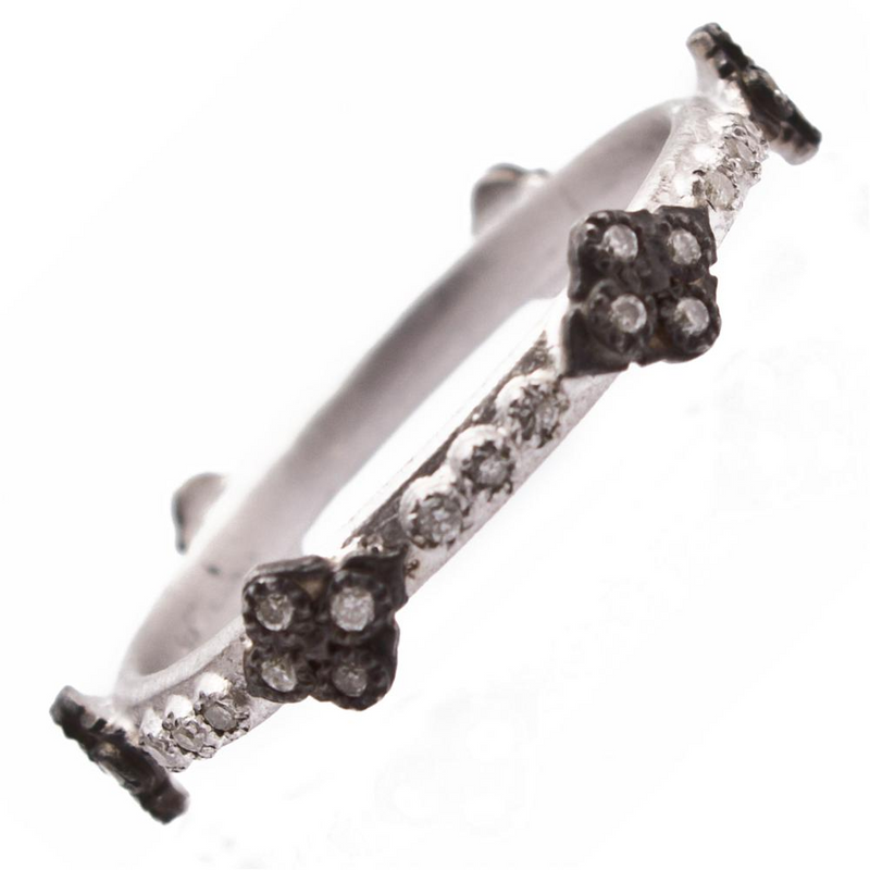 Armenta New World Cravelli Stackable Band Diamond Ring Oxidized Sterling Silver 08731