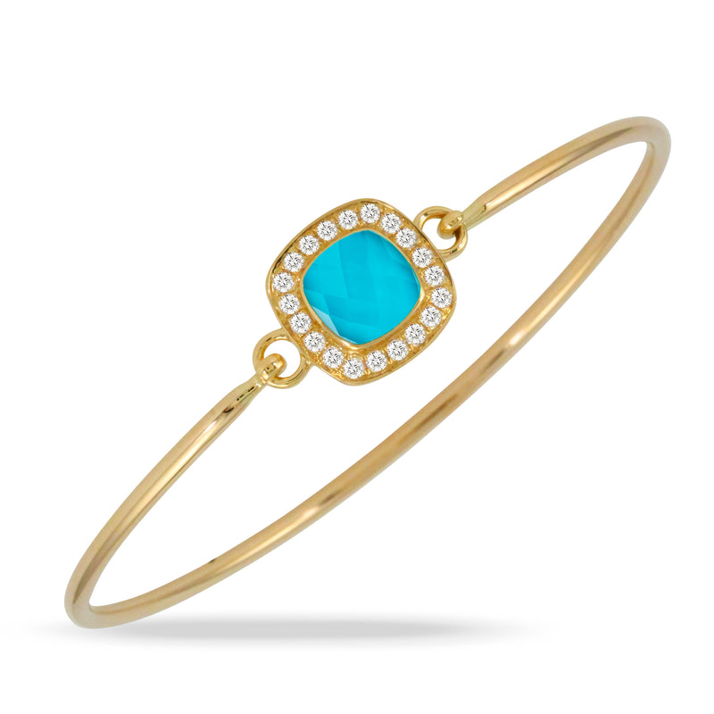 Doves St. Barths Quartz & Turquoise Diamond Yellow Gold Bangle Bracelet