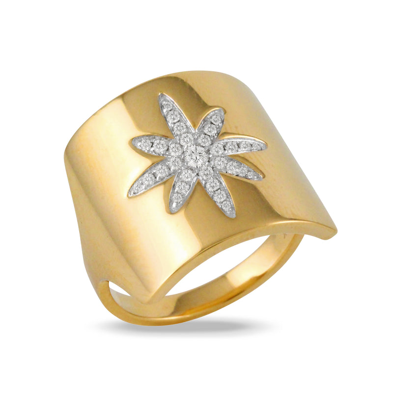 Doves Celestia Diamond North Star Ring Shield 18K Yellow Gold