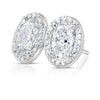 Oval Diamond Halo Stud Earrings 1.21 Carat tw. 18K White