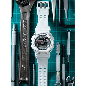 Casio G-Shock GA900AS-7A Astro World Space Watch White Orange Silver Metallic